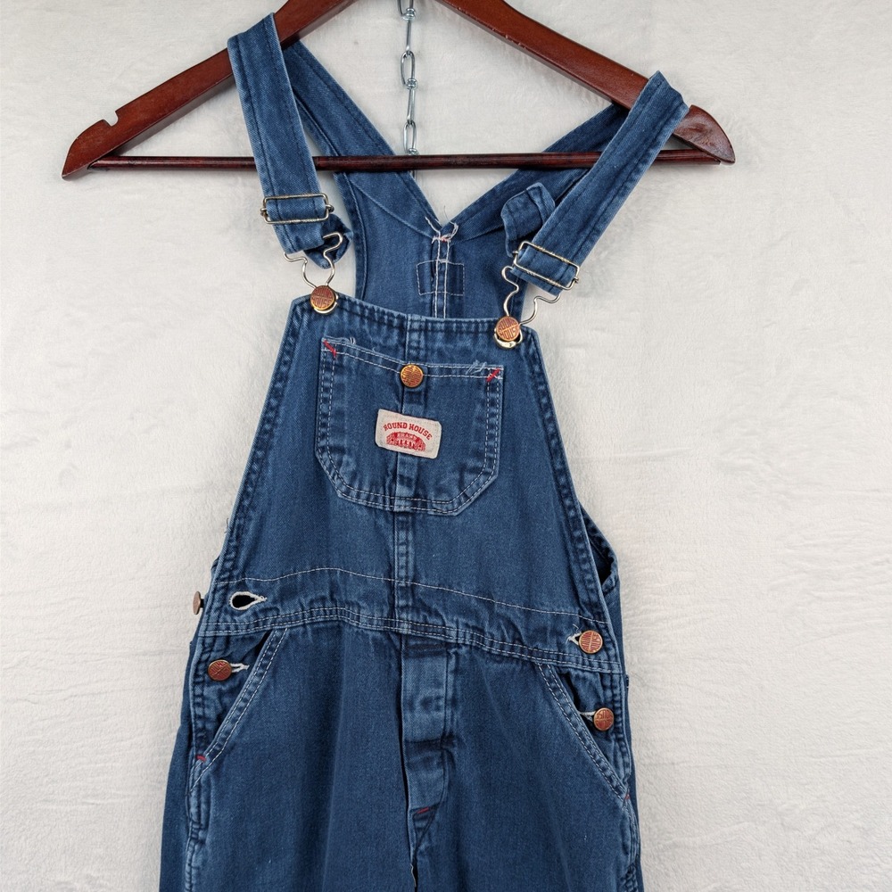 Round House Overalls Womens 27x27 Blue Denim Bib Straight Workwear Americana USA
